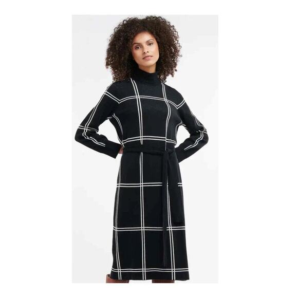 Barbour Aldora Windowpane Long Sleeve Cotton Blend Sweater Dress (US/12) - Picture 3 of 10